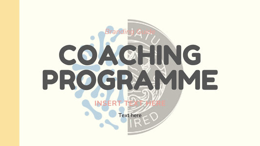 Placeholder image for a coaching programme with text 'Coaching Programme' and placeholder text 'Text Here'.