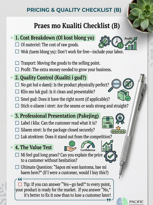 Pricing & Quailty Checklist b