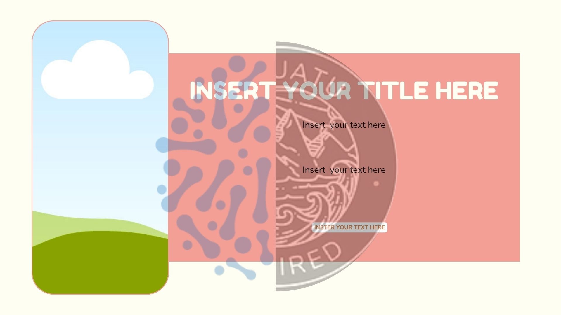Placeholder design with text 'Insert your title here' and abstract shapes on a white background