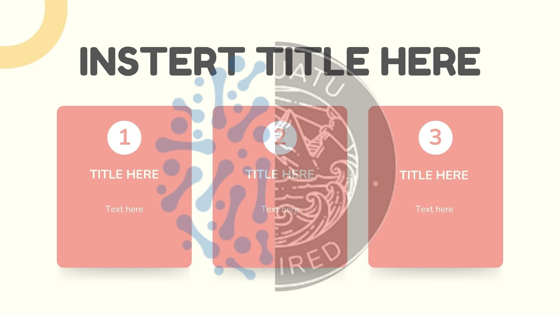 Placeholder design with text boxes and a virus icon on a white background
