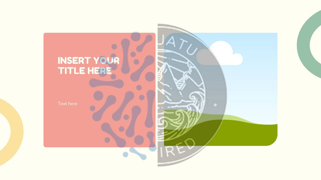 Placeholder design with text 'Insert your title here' and various abstract shapes on a white background.