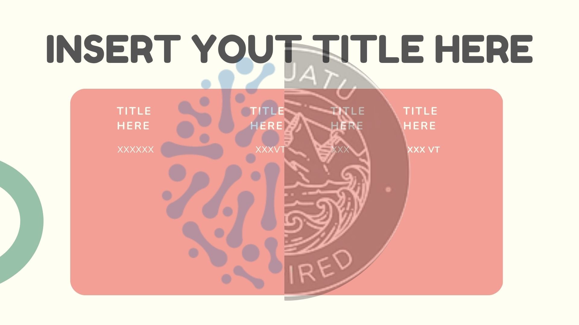 Placeholder design with text 'INSERT YOUT TITLE HERE' and decorative elements on a pink background.