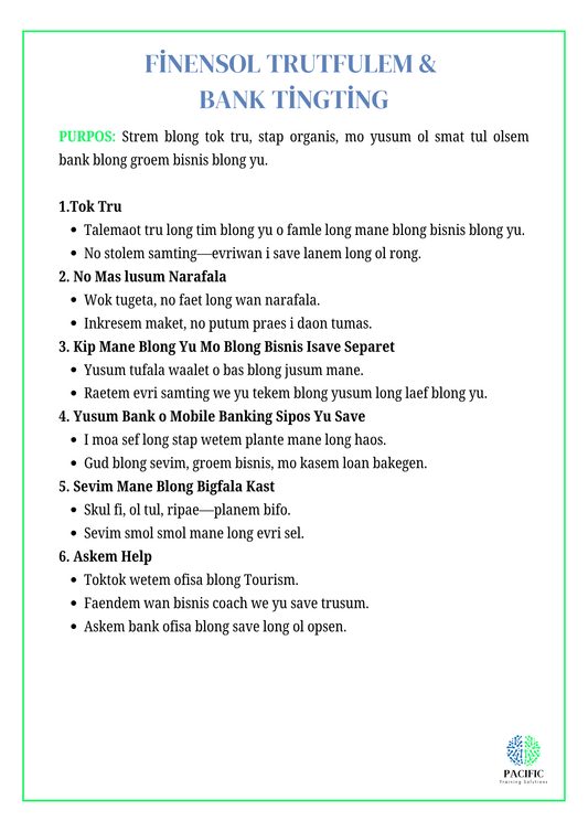 Financial Honesty & Banking Tips B