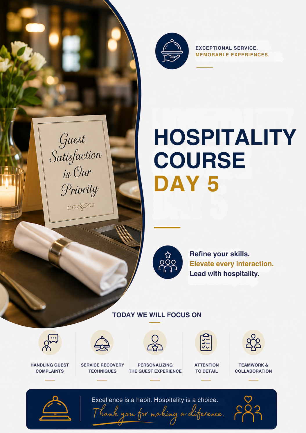 Hospitality Training Course Workbook | Day 5 Guest Service Excellence & Customer Experience Guide