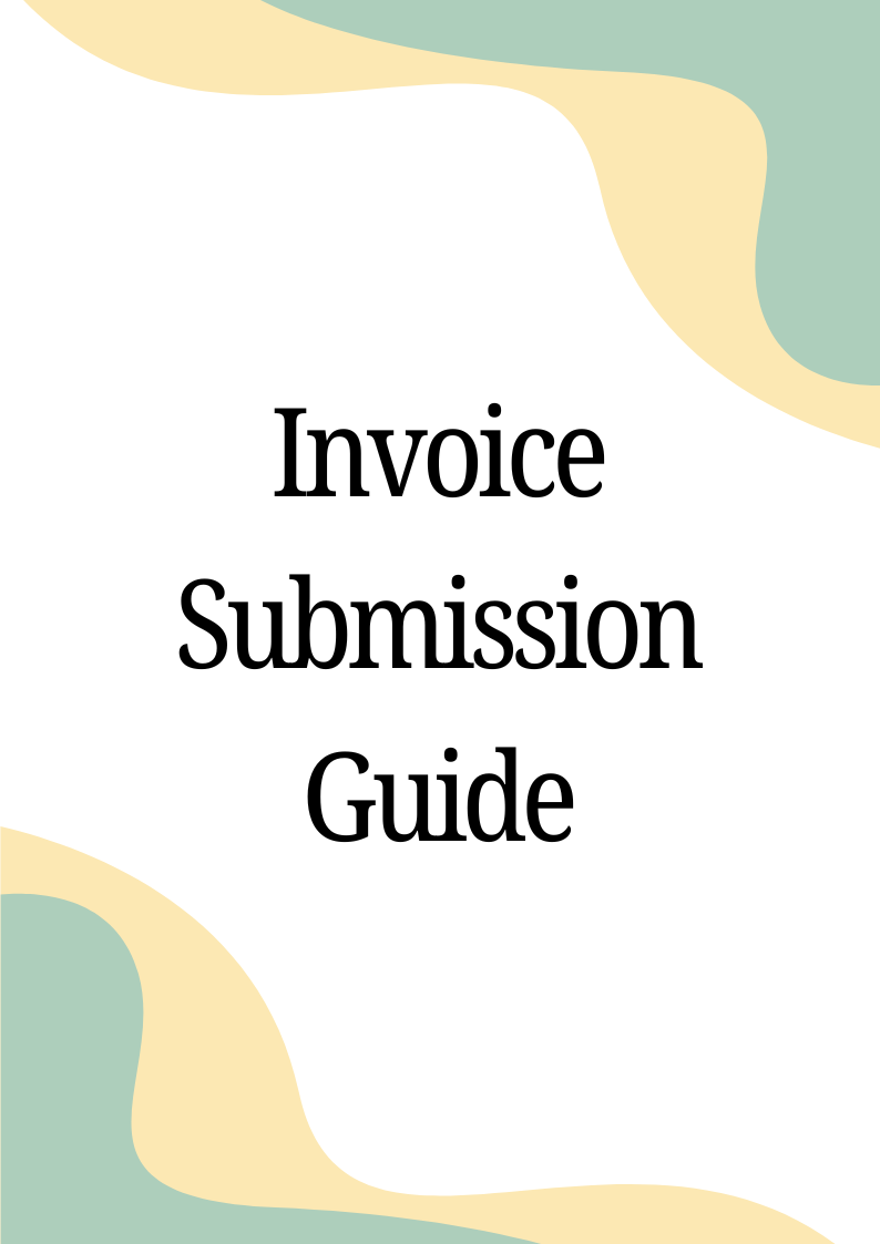 Cover of 'Invoice Submission Guide' with abstract design elements on a white background