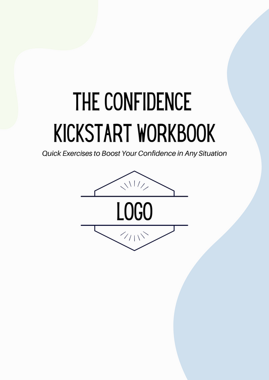 Cover of 'The Confidence Kickstart Workbook' with a logo on a light background