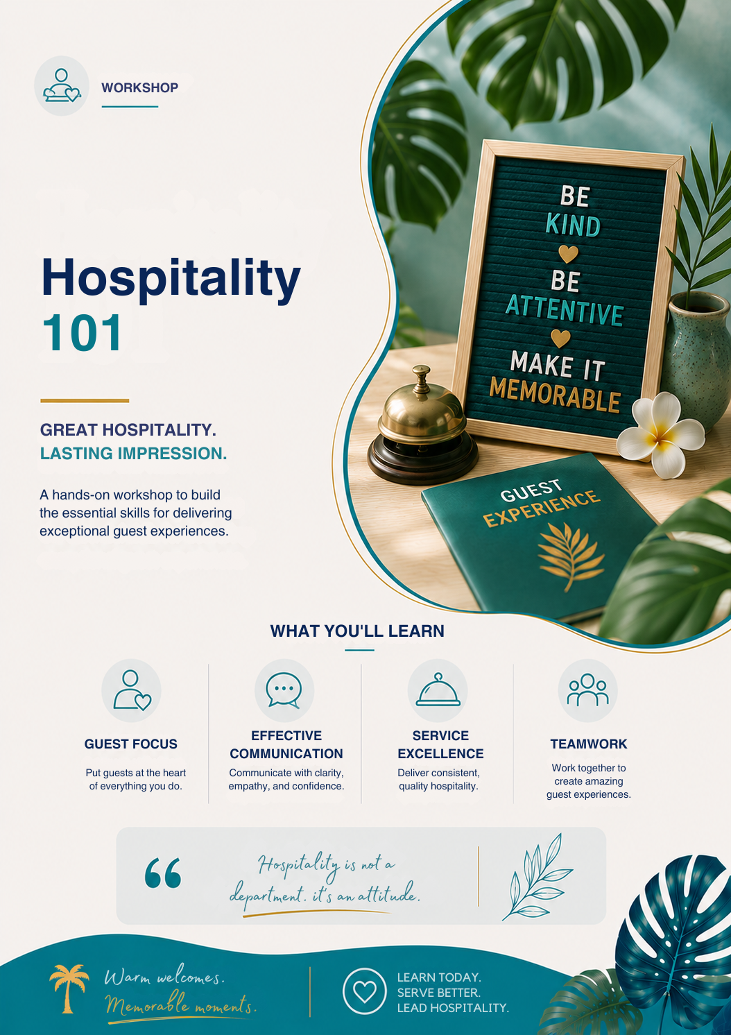 Hospitality 101 Workshop Guide | Guest Service Training Workbook, Hospitality Skills Course & Customer Experience Resource